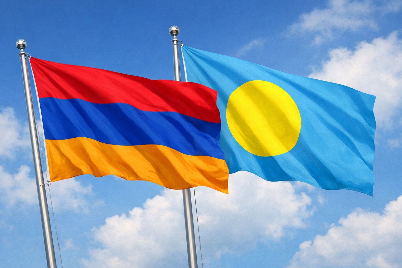 Armenia And Palau Flags