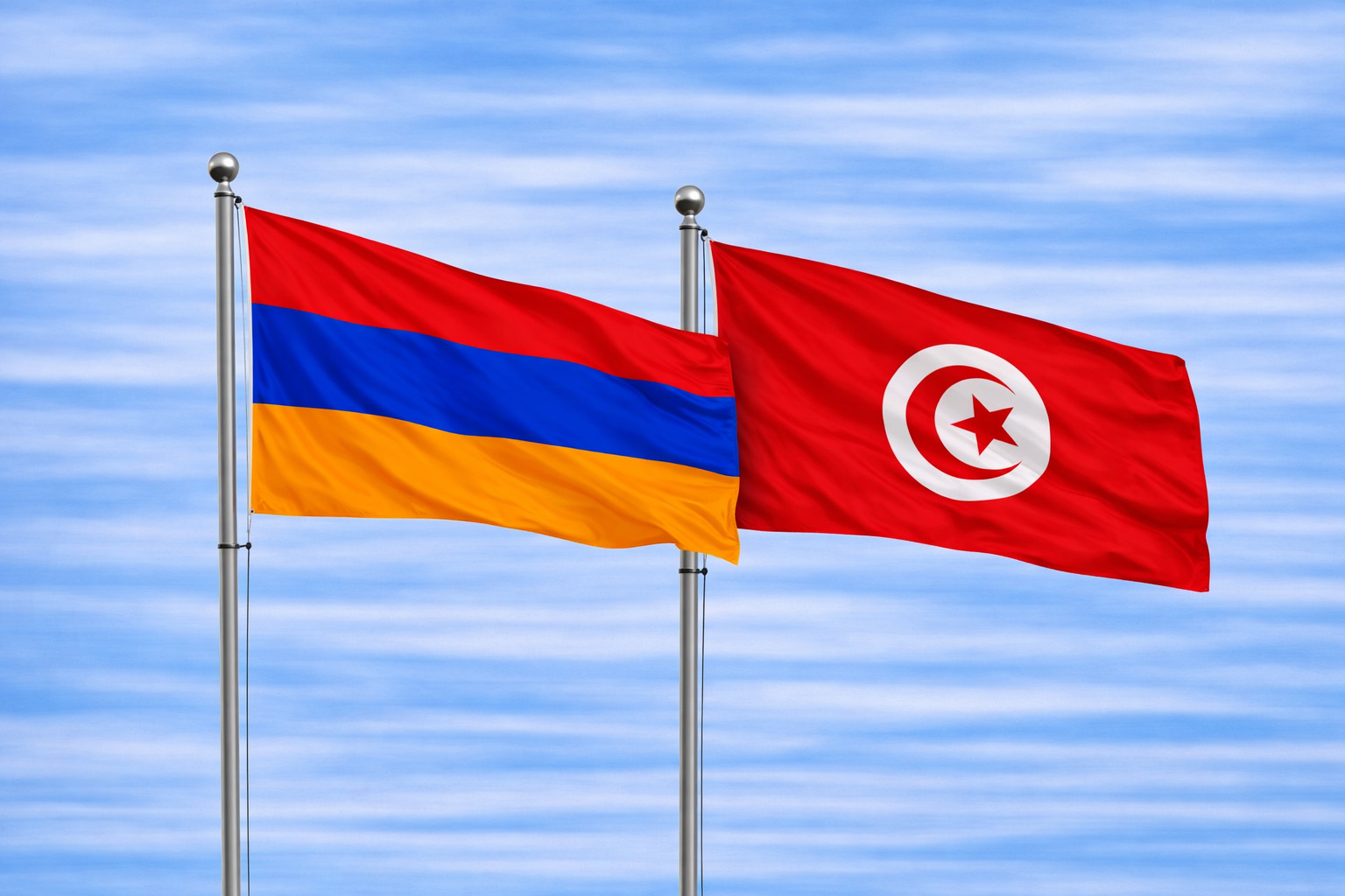 Armenia Flag With Tunisia Flag