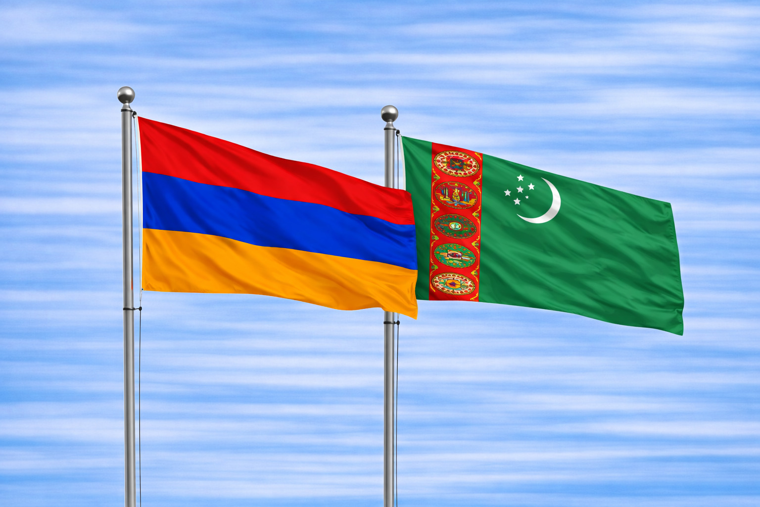 Armenia Flag With Turkmenistan Flag