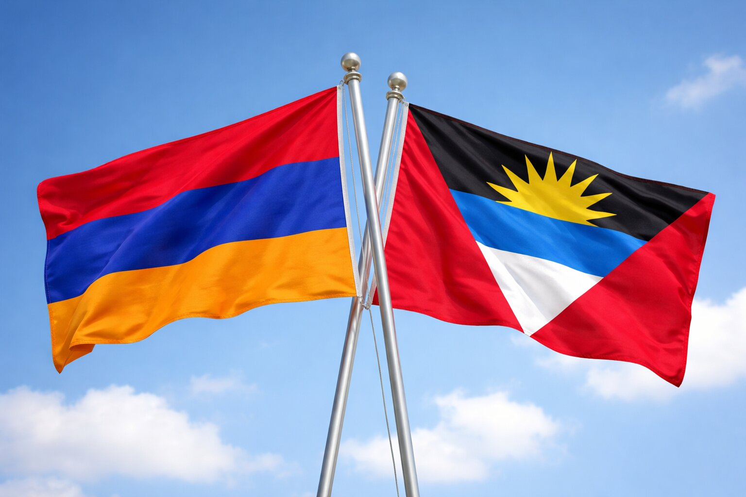 Flags Of Armenia And Antigua