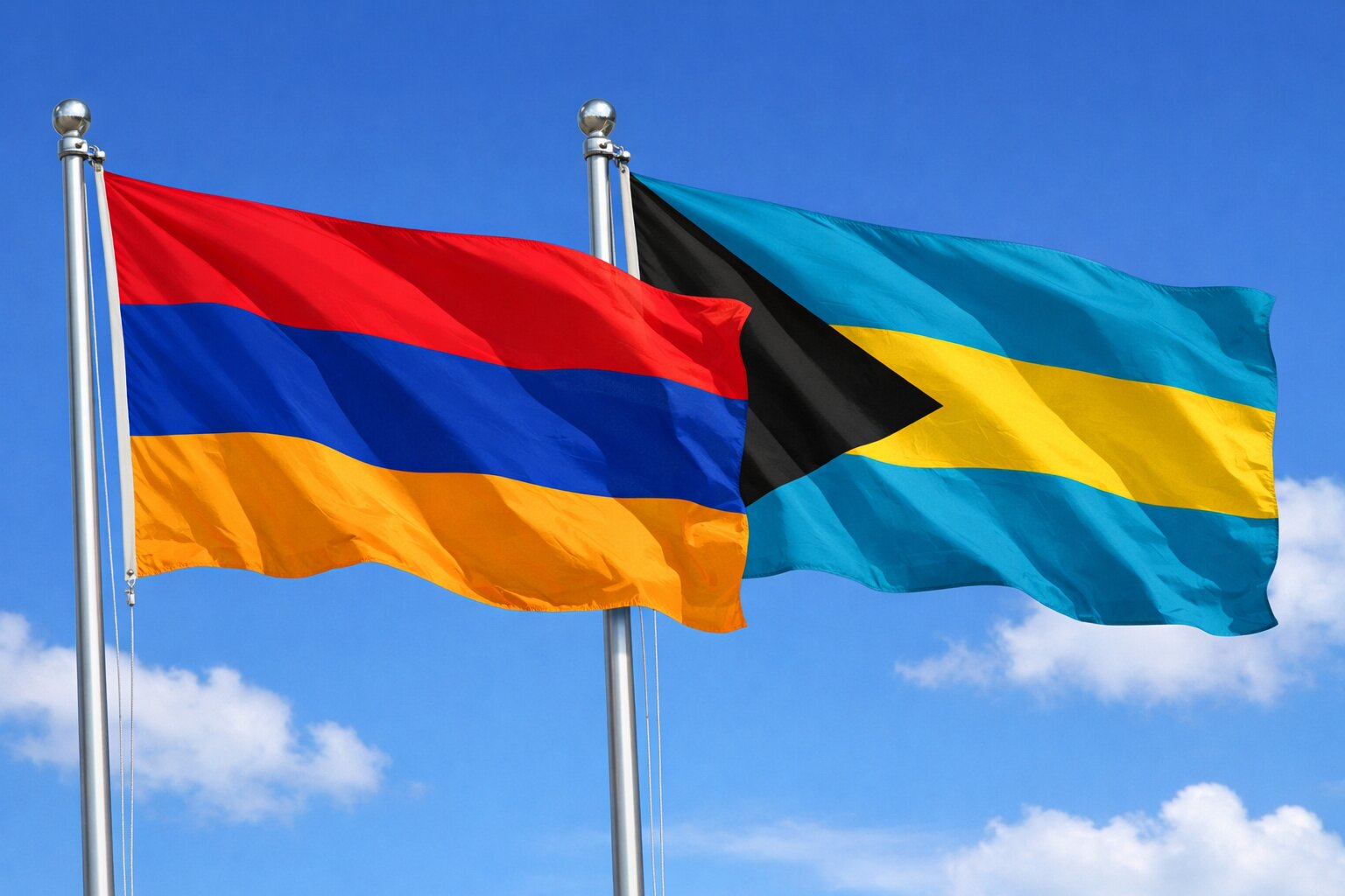 Flags Of Armenia And Bahamas