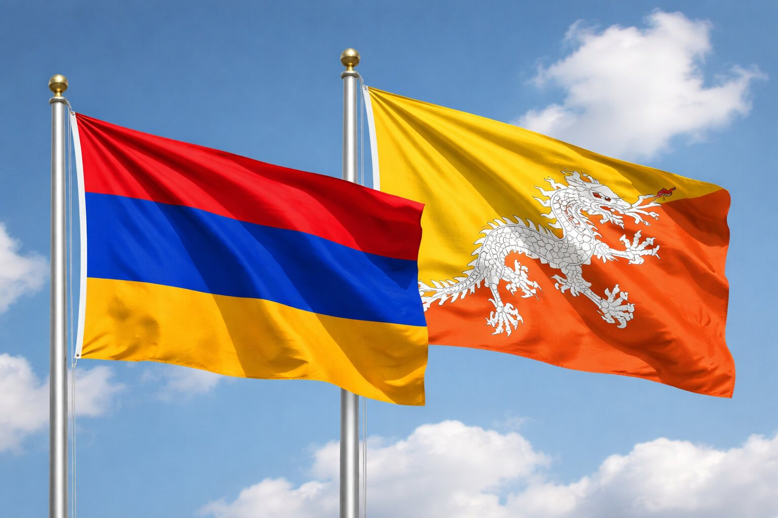 Flags Of Armenia And Bhutan