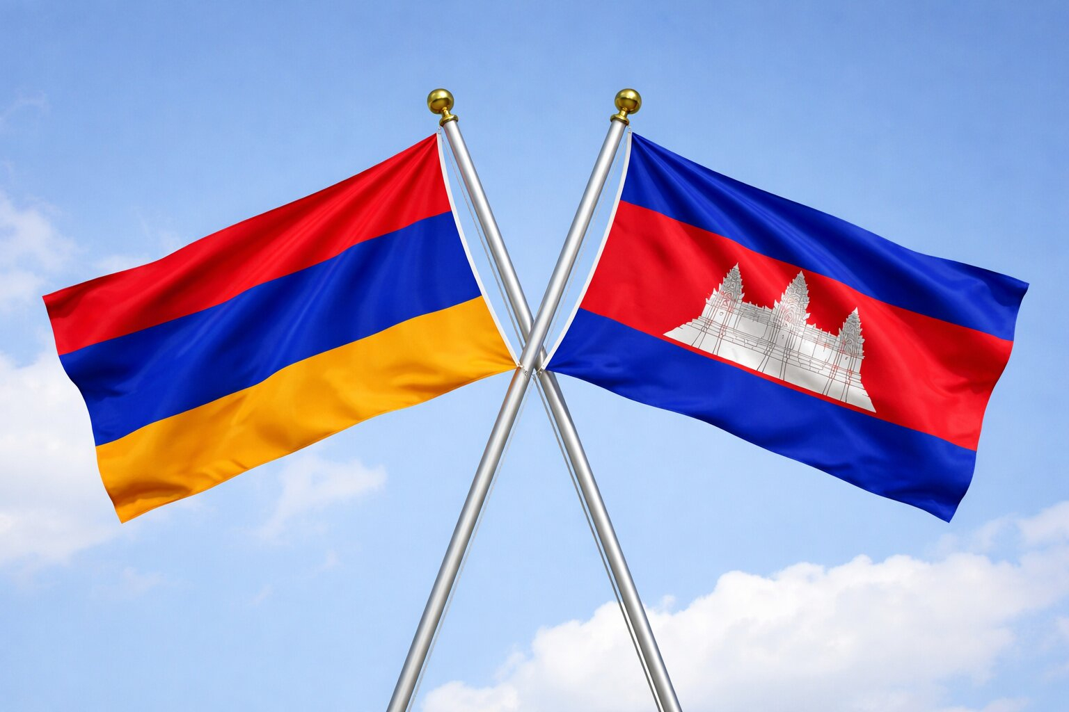 Flags Of Armenia And Cambodia