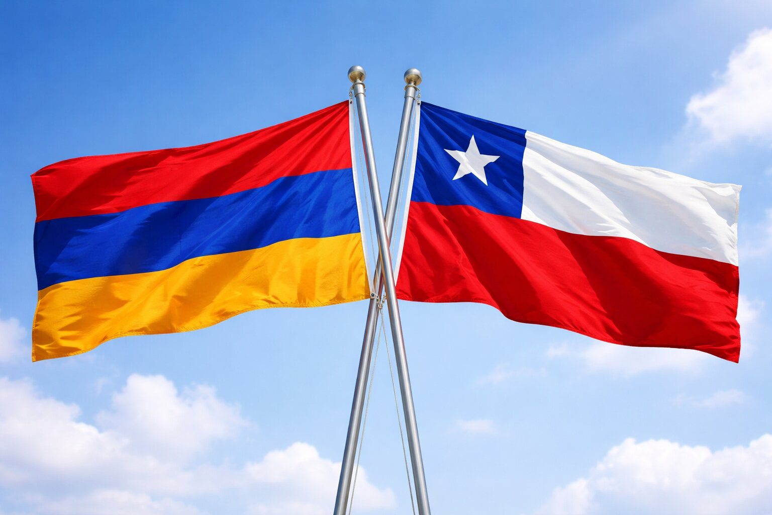 Flags Of Armenia And Chile