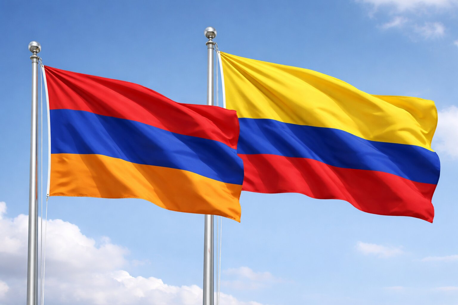 Flags Of Armenia And Colombia