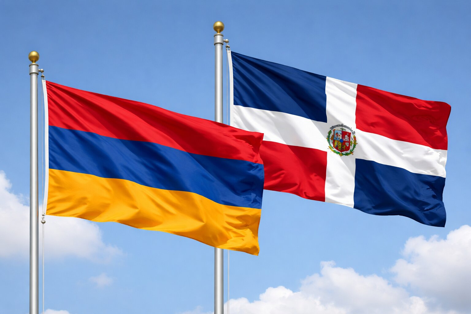 Flags Of Armenia And Dominican Republic
