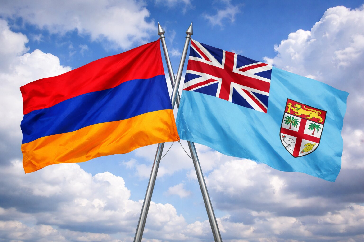 Flags Of Armenia And Fiji
