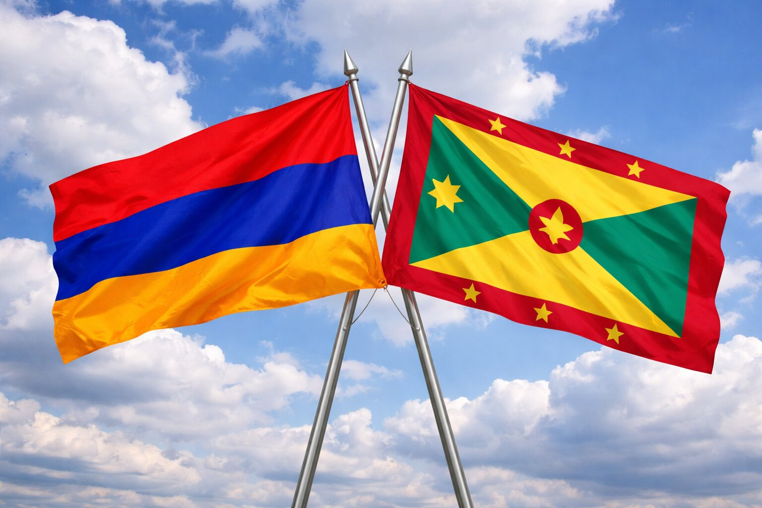 Flags Of Armenia And Grenada