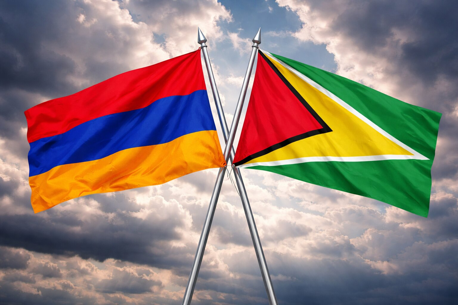 Flags Of Armenia And Guyana United