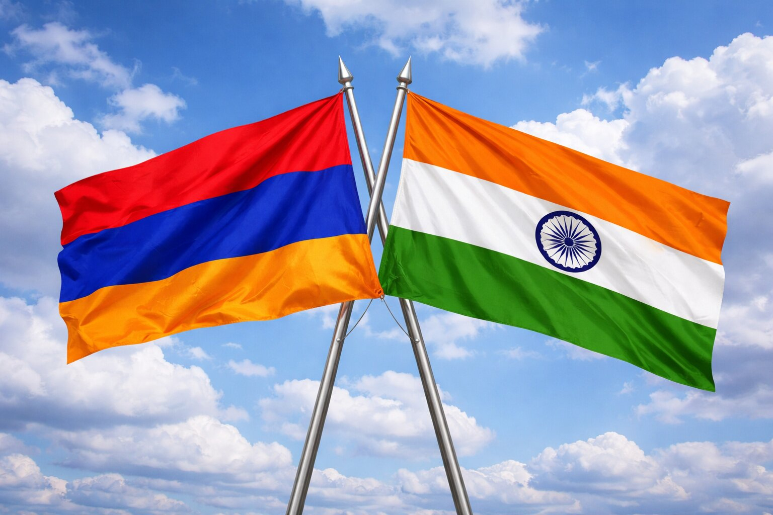 Flags Of Armenia And India Together