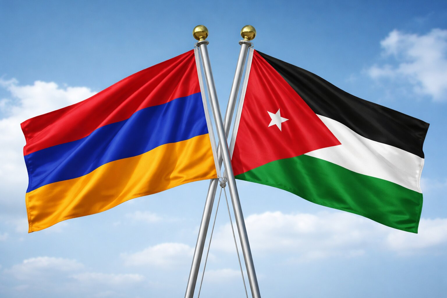 Flags Of Armenia And Jordan United