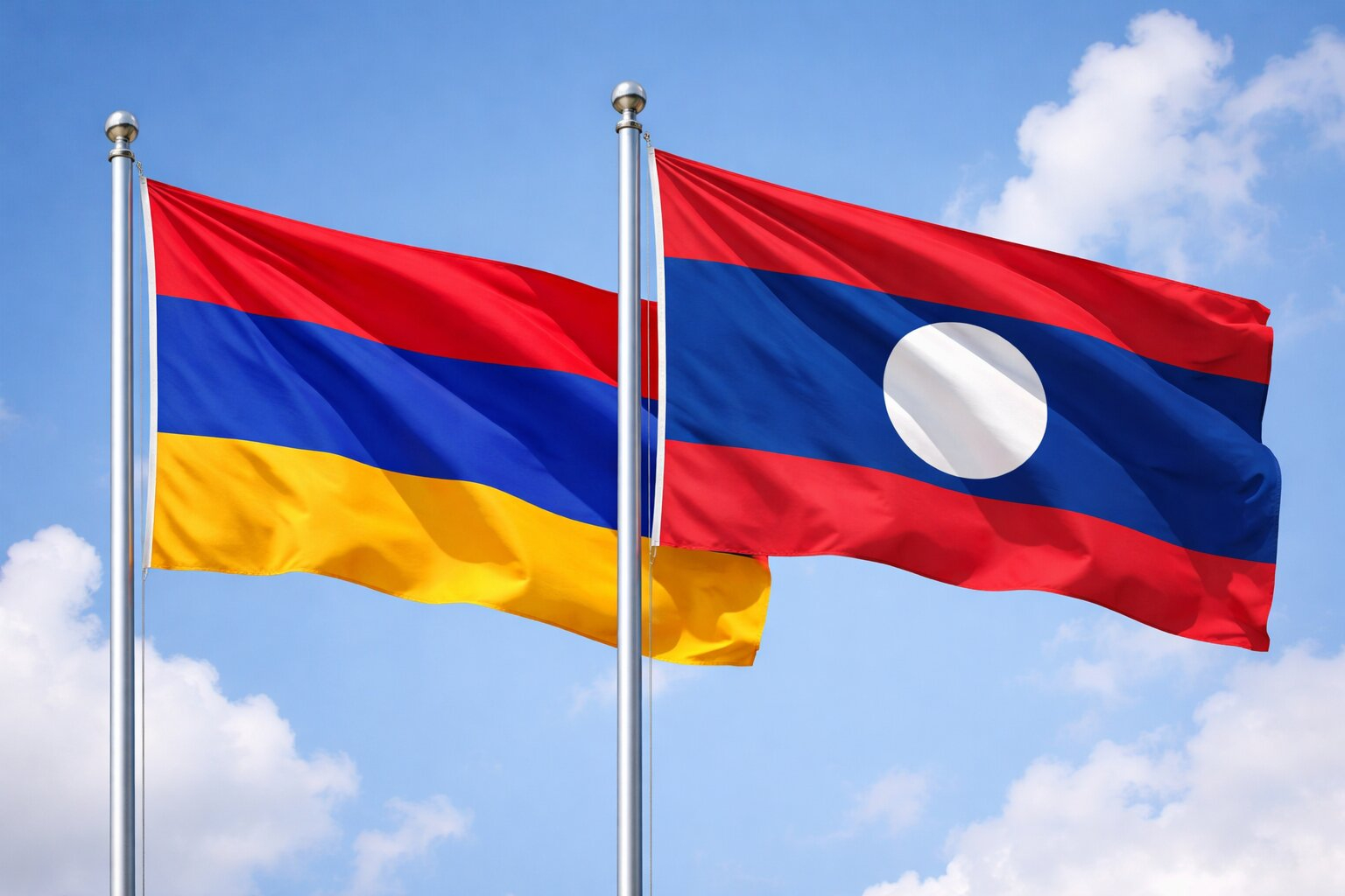 Flags Of Armenia And Laos