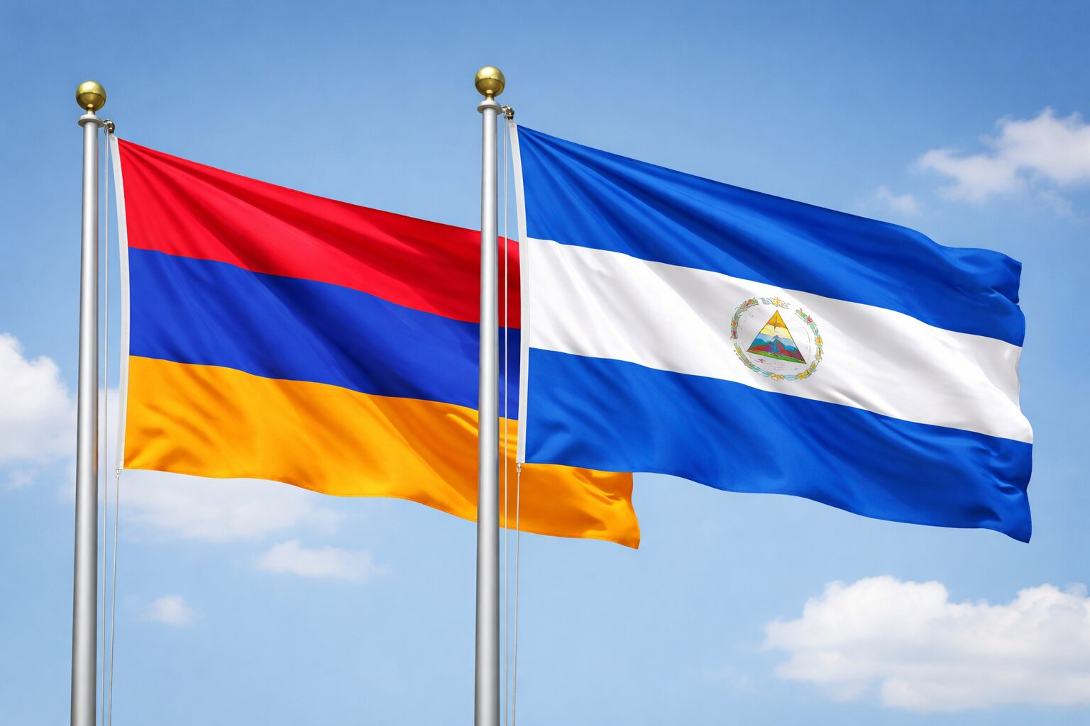 Flags Of Armenia And Nicaragua