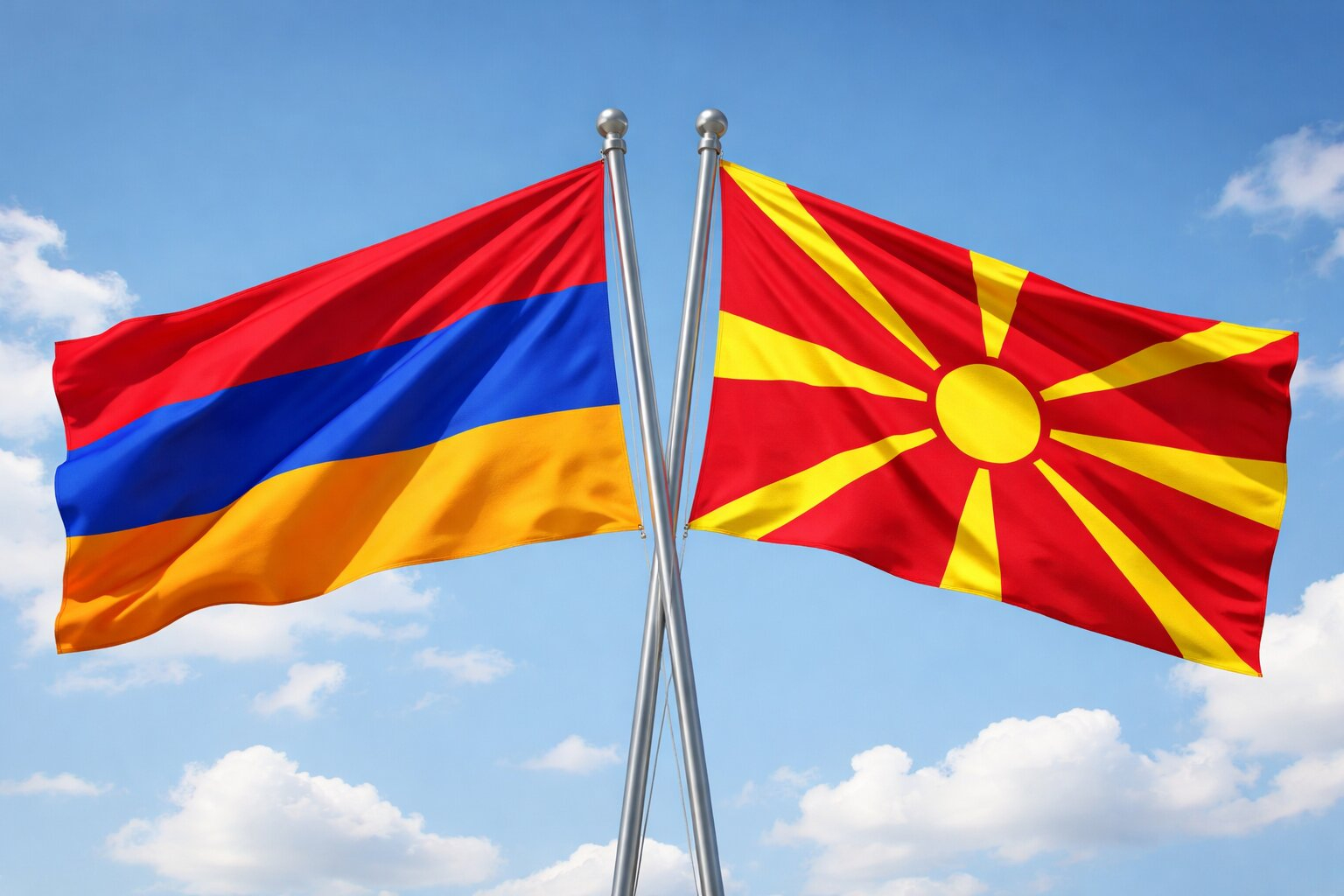 Flags Of Armenia And North Macedonia
