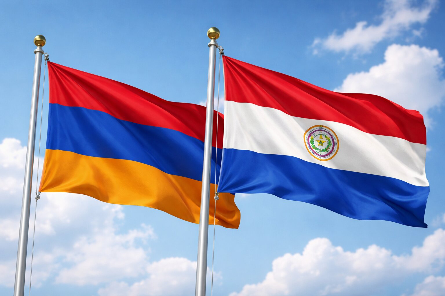 Flags Of Armenia And Paraguay