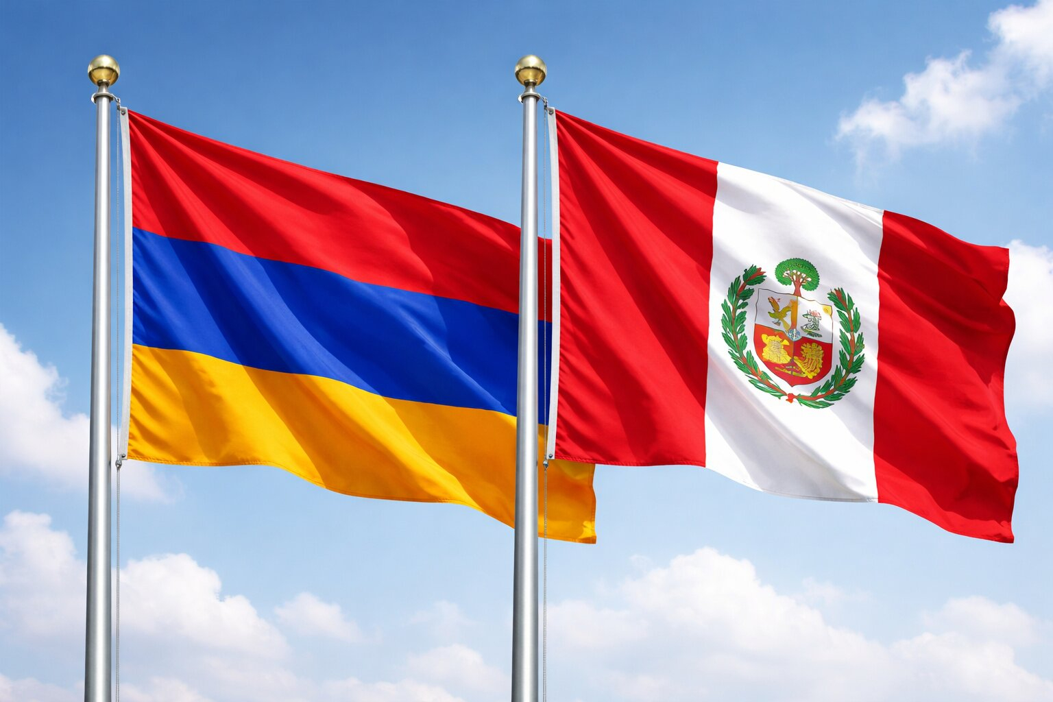 Flags Of Armenia And Peru