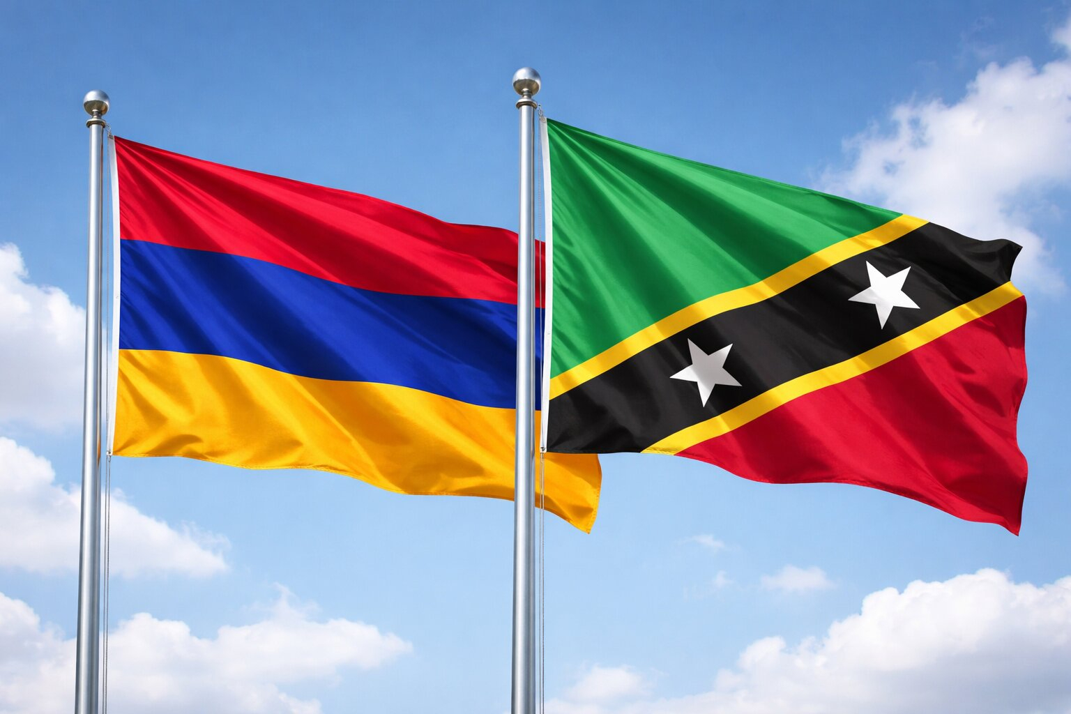 Flags Of Armenia And Saint Kitts And Nevis