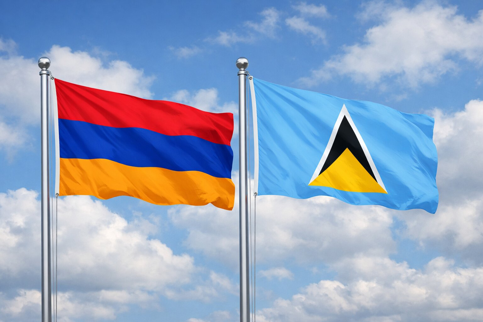 Flags Of Armenia And Saint Lucia