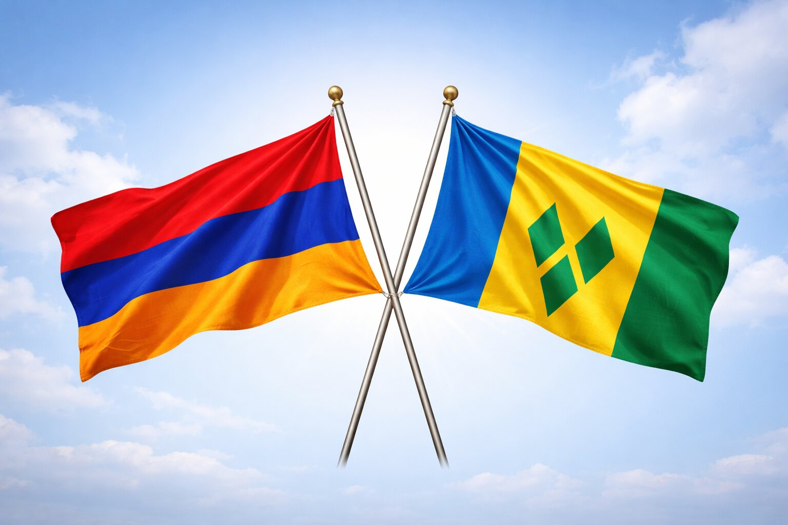 Flags Of Armenia And Saint Vincent And The Grenadines