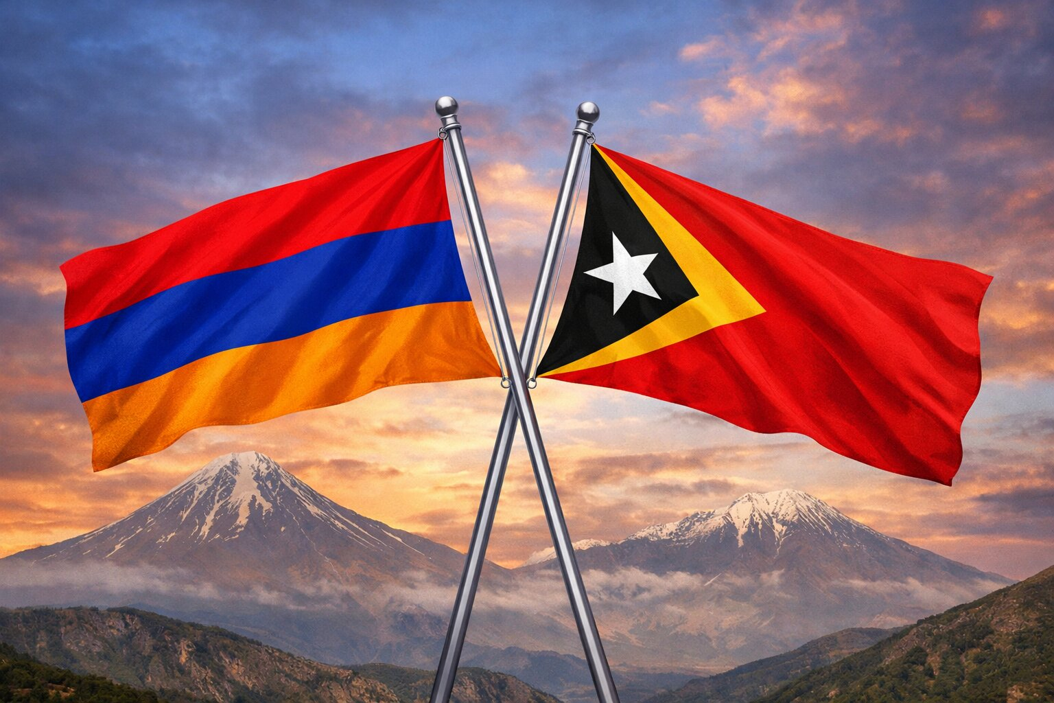 Flags Of Armenia And Timor Leste