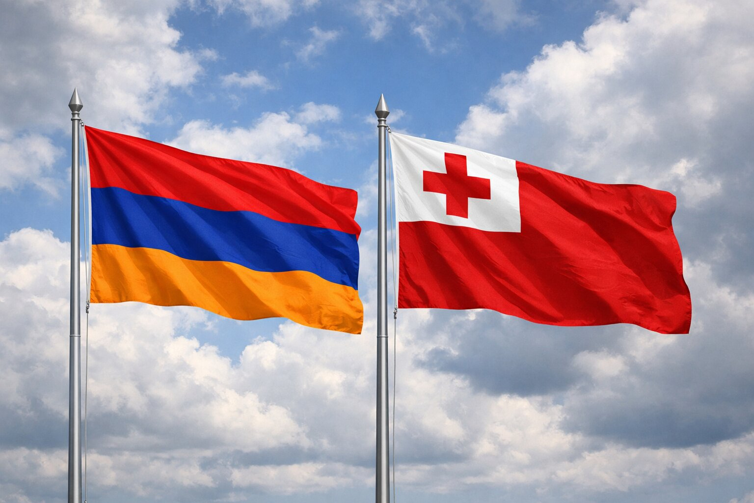 Flags Of Armenia And Tonga