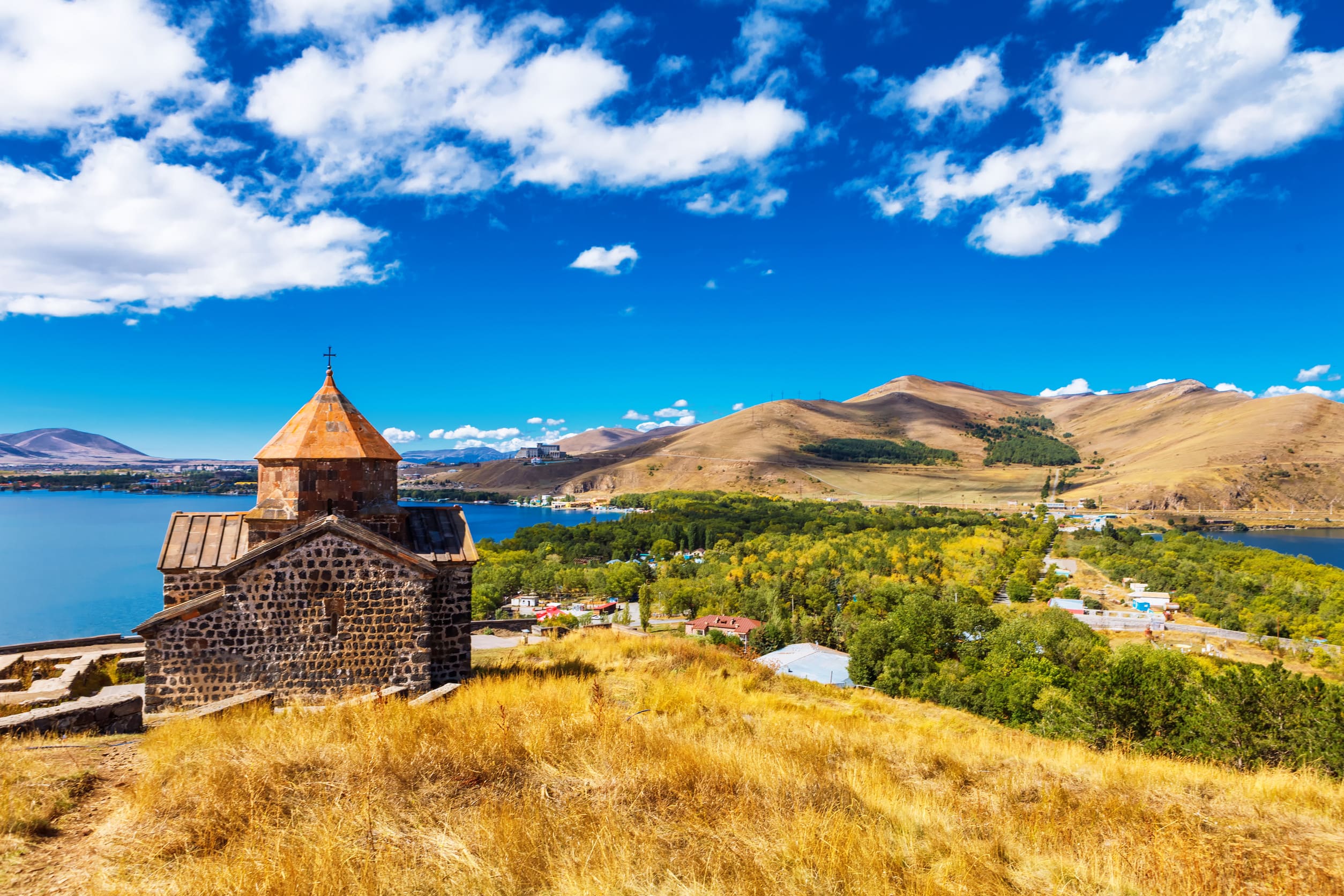 Old Sevanavank Church In Sevan Armenia On Sunny Day
